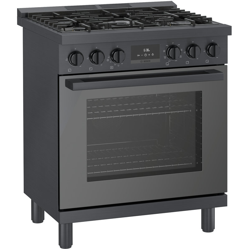 800 Series 30" 4 cu. ft. Freestanding Dual Fuel Range with True European Convection, Black