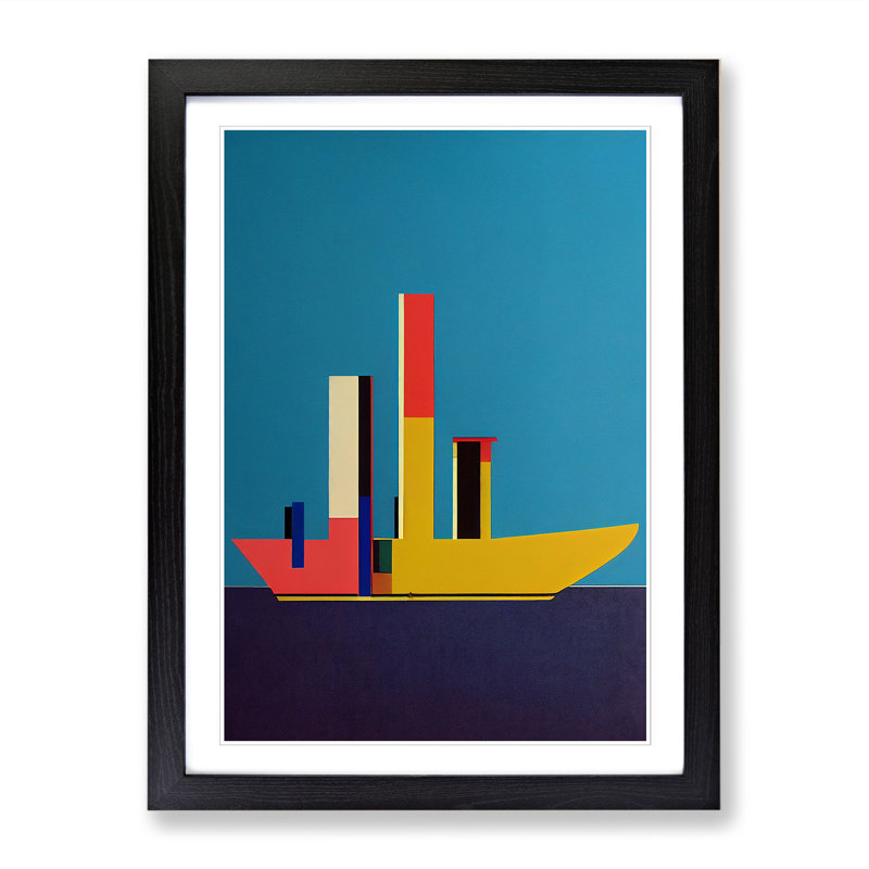 Ship Abstract Vol.2 - Single Picture Frame Print, 46cm H x 34cm W x 2cm D, Oak