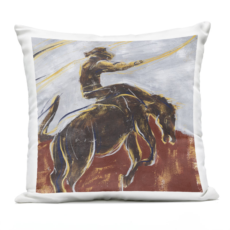Coussin extérieur Rodeo Cowboy in Earth Tones, imprimé par Annie Warren
