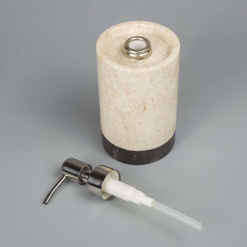 Distributeur de savon liquide en marbre naturel, fabriqué à la main en marbre beige avec pompe en acier inoxydable, robuste, élégant, durable et idéal