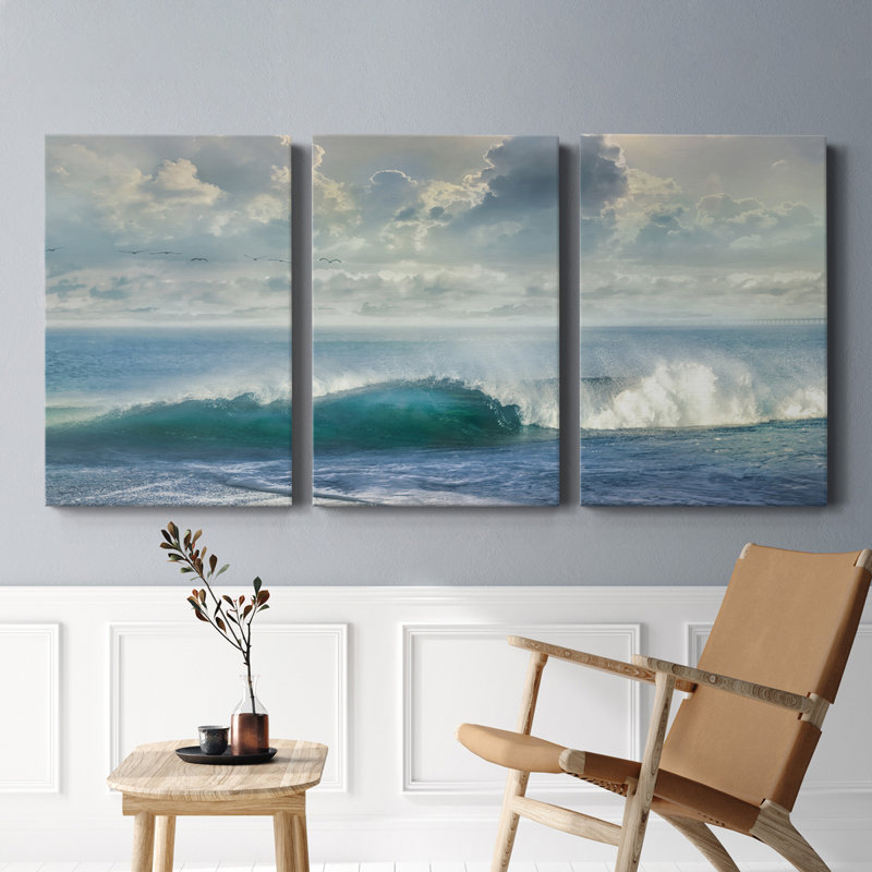 Regarder les vagues - Toile tendue avec châssis de qualité supérieure - Prêt à être accroché, H 18 po x l 36 po x P 1 po