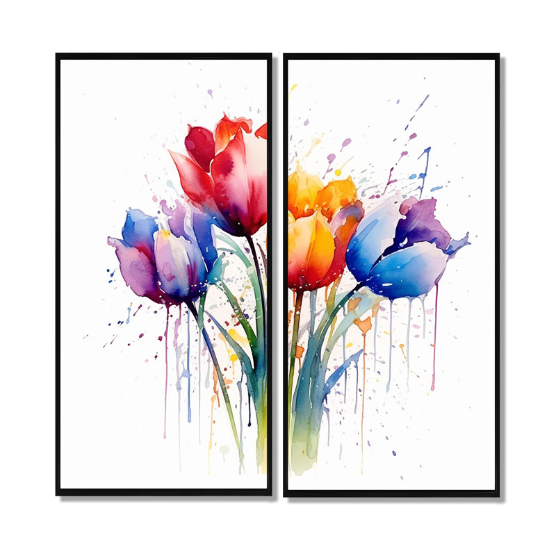 Herald - Art mural traditionnel rose, 32" H x 32" W, Black, Impression encadrée flottante