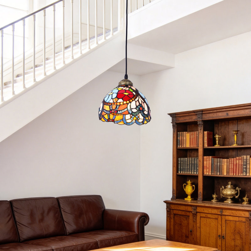 Mini-lampe suspendue moderne en verre coloré de 7,87 pouces pour bar de couloir Tiffany