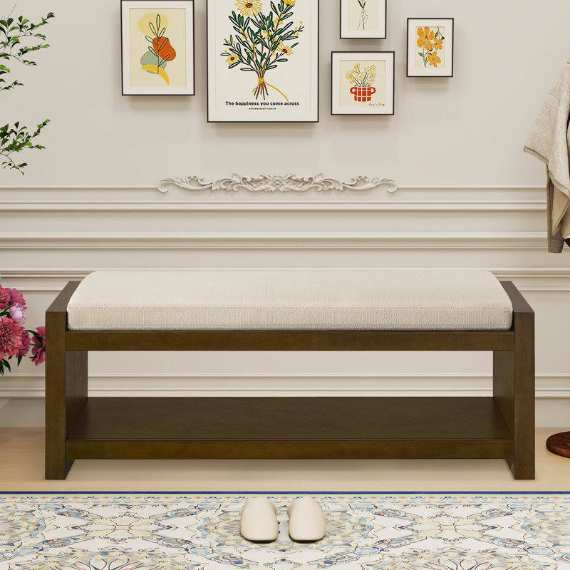 Banc l 46,98 po avec coussin amovible, Ivoire ivoire