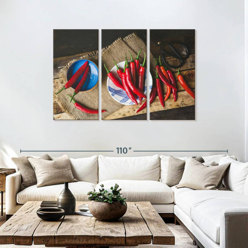 Yarlin Red Chilies, 48" H x 74" W