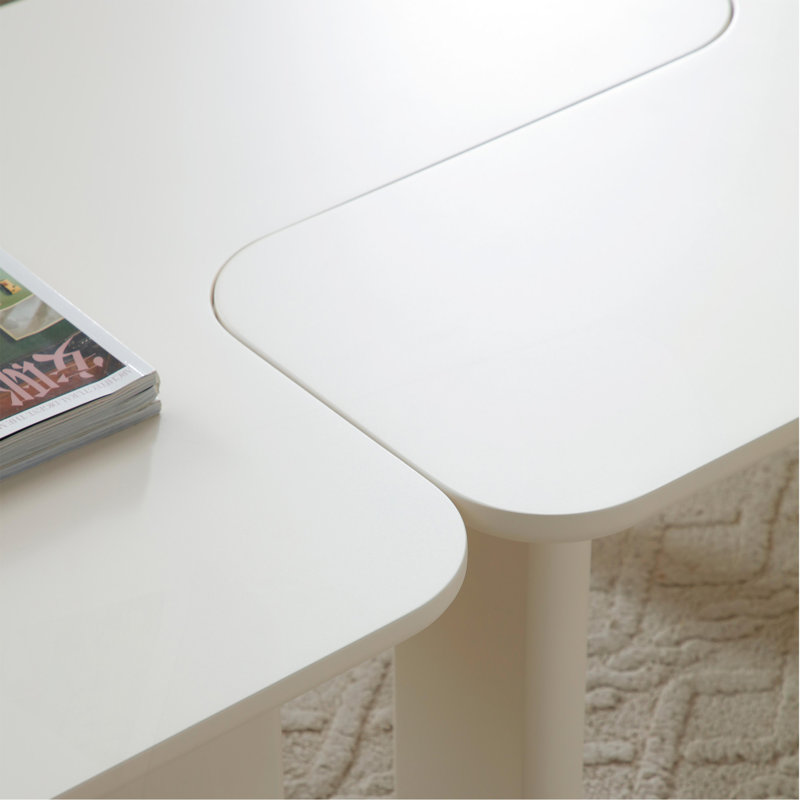 35.43" L-Shape Coffee Table, White