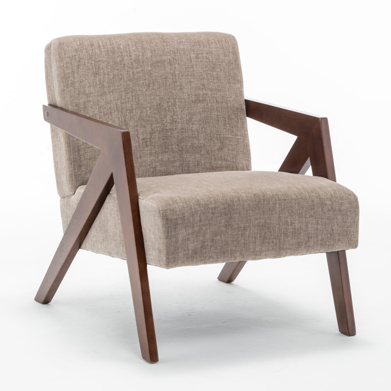 Chaise d'appoint Mid-Century moderne avec structure en bois, Café clair