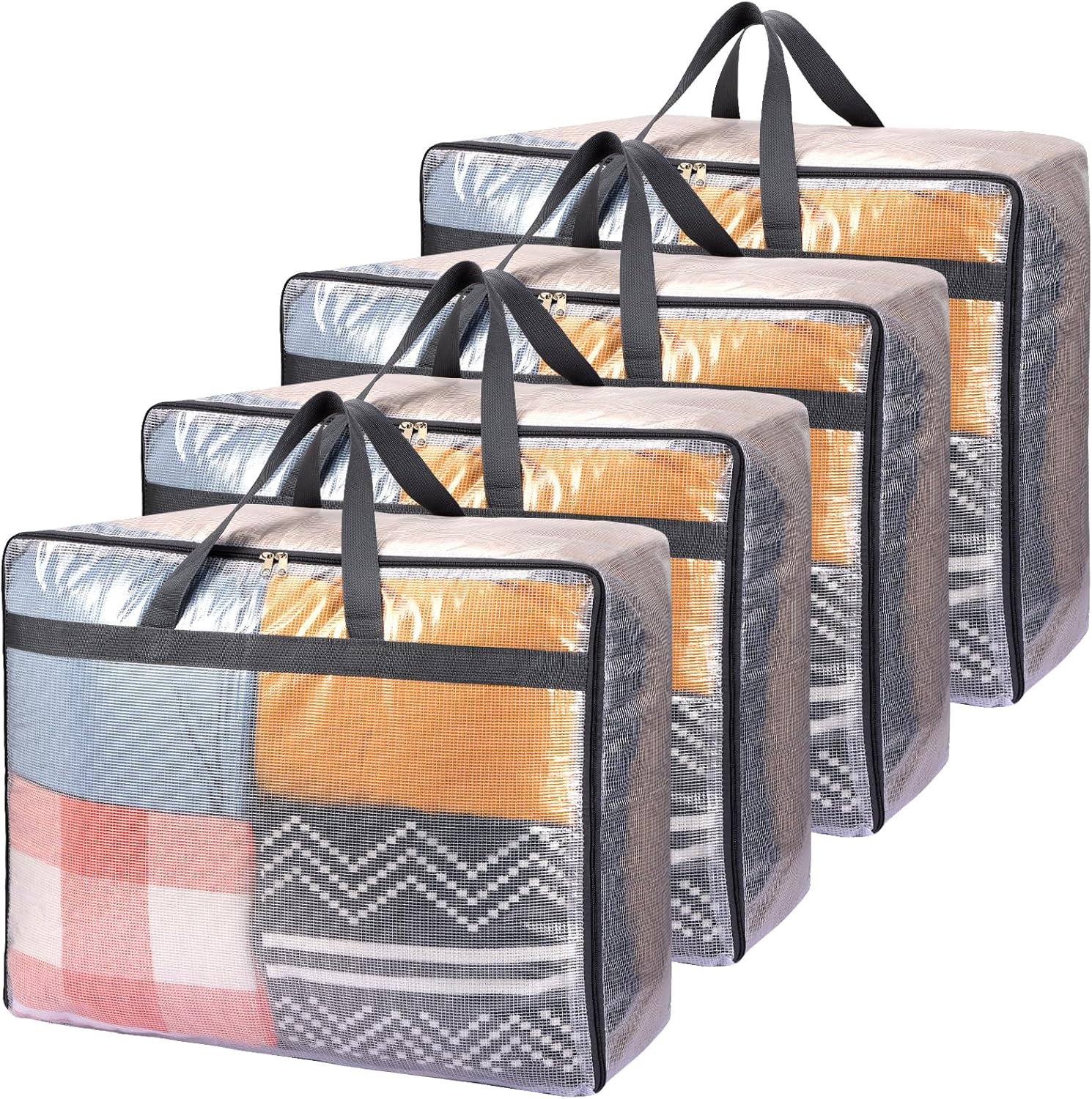 Latitude Run® 4 Pack Blanket Storage Bags, 75L Extra Large XL Clear ...