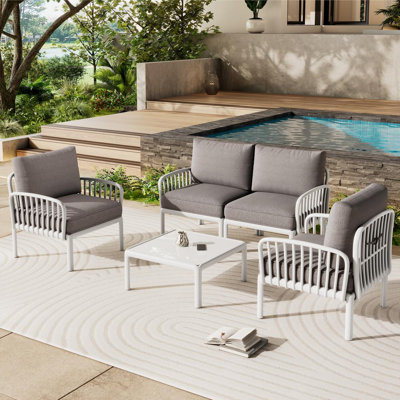 4-Piece Patio Conversation Set (White) by Ebern Designs
