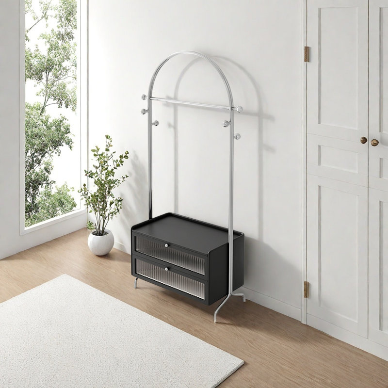 Solid Pine Wood Wardrobe with Drawers, Black