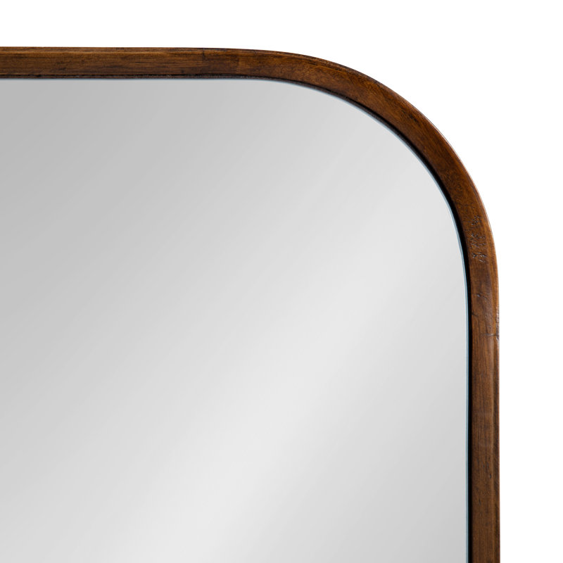 Miroir plat en bois massif Roberts, 34 po x 22,25 po, Noyer brun
