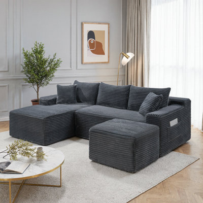 Canapé modulaire en forme de U 94,5 po à assise profonde et sans assemblage, confort moelleux en nuage