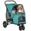 Poussette pour animaux à 3 roues, poussette pour chien à double entrée, pliage rapide en un clic facile, chariot de chariot tout-terrain avec fenêtre en filet, coussin lavable, pour petits et moyens chiens et chats jusqu'à 44 lb, gris