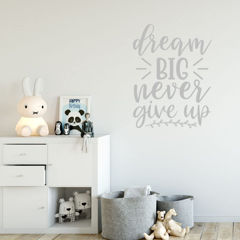 Adhésif décoratif «Dream Big Never Never Up», H 13 po x l 10 po, Argent