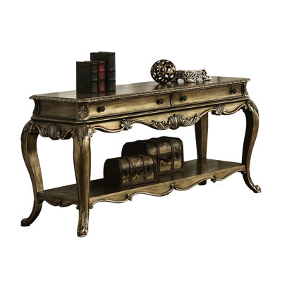 Vintage Oak Table With Two Drawers And A Spacious Bottom Shelf For Collections Exquisite Unit