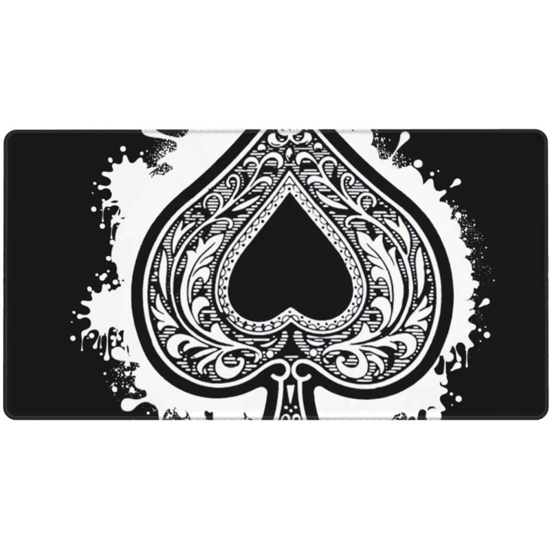 Tapis de souris de jeu Ace of Spades grand format - Tapis de bureau antidérapant avec bords cousus, base en caoutchouc texturé durable pour le jeu, 30 x 70 cm