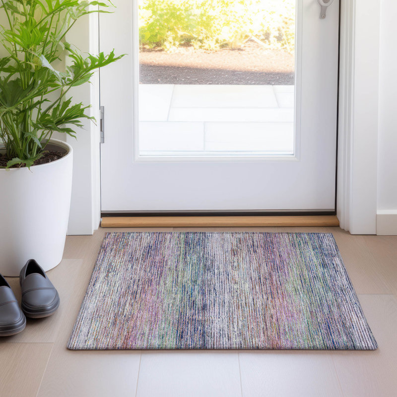 Machine Washable Indoor/Outdoor Christain ACN1265 Blush Rug, Rectangle 1'8" x 2'6"