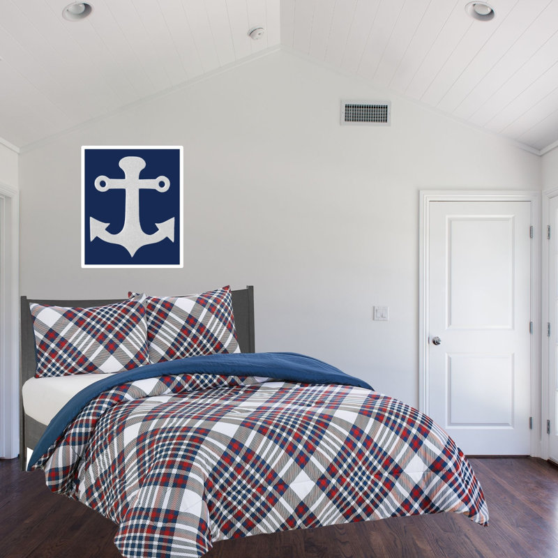 Velvet Plaid Comforter Set, Twin Comforter + 1 Sham