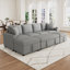 Canapé-lit modulaire convertible de 109,1 po avec canapé en forme de U et canapé-lit de rangement en forme de U avec repose-pieds de rangement mobile, gris