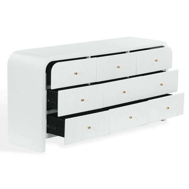 Commode 9 tiroirs Liabella, Blanc
