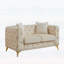 Luxueux canapé de style Chesterfield en velours avec détails capitonnés et pieds en métal, y compris 2 coussins décoratifs, beige