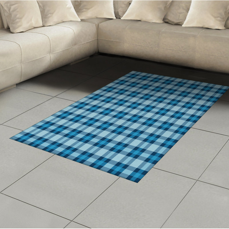 Checkered High Density Long Fiber Poly Threads Decorative Area Rug Carpet, Rectangle 4' x 5'8"