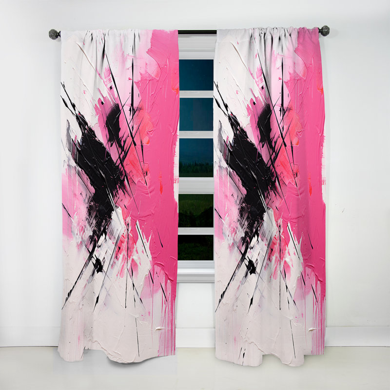 Gold And Purple Abstract Fusion II - Fuchsia Curtain - Room Darkening Floral Curtain - 1 Panels, 52" W x 120" L