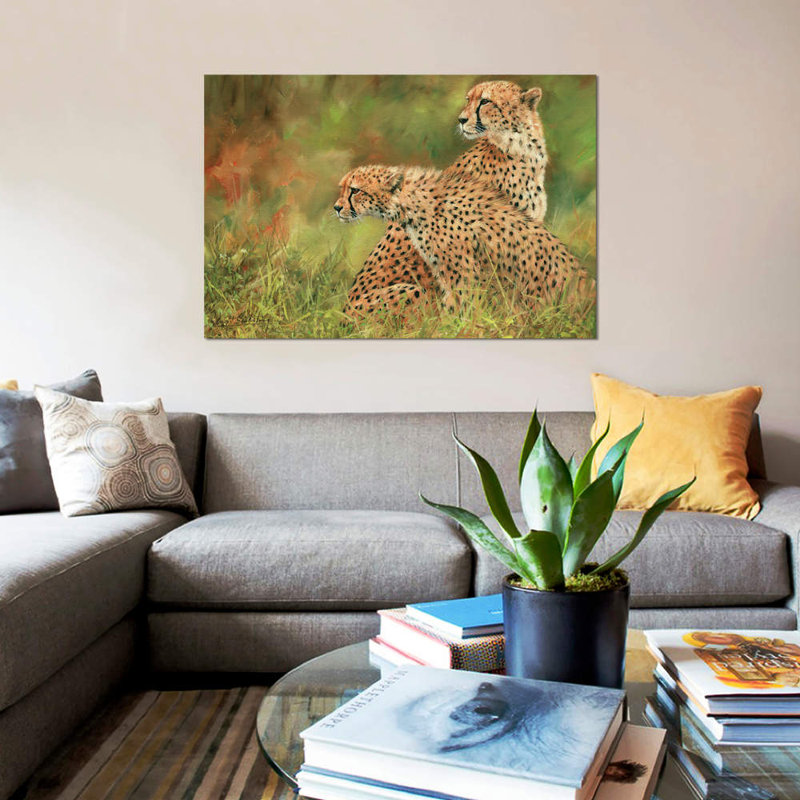 «Paire de guépards», impression sur toile, H 26 po x l 40 po x P 1,5 po, Pas de tapis, Toile tendue