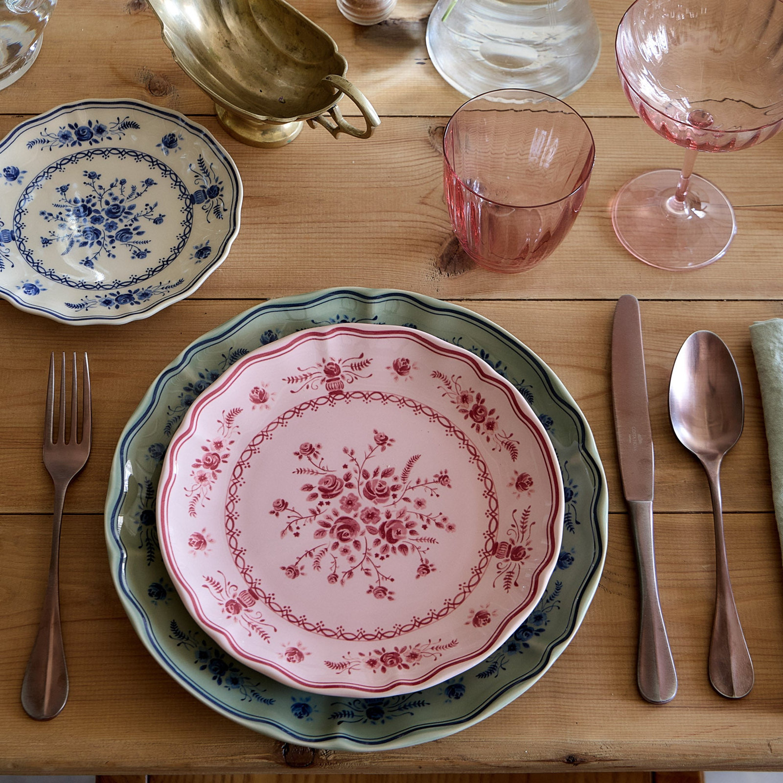 Vila 11" Dinner Plate, Blue/Olive