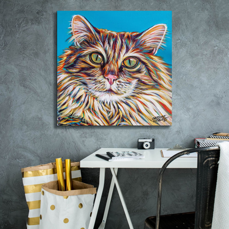 «High Society Cat» par Carolee Vitaletti, art mural sur toile, H 26 po x l 26 po x P 1,5 po