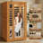 1‑Person Indoor Low EMF Infrared Sauna with 6 Mica Heaters, Bluetooth & Chromotherapy Lights, equipped with a temperature controller and internal cup holder