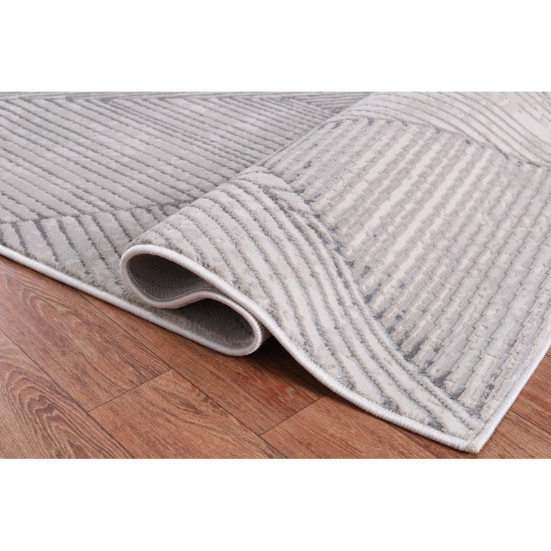 Figueroa Collection Abstract Geometric Neutral Area Rug, Rectangle 7'8" x 10'9"