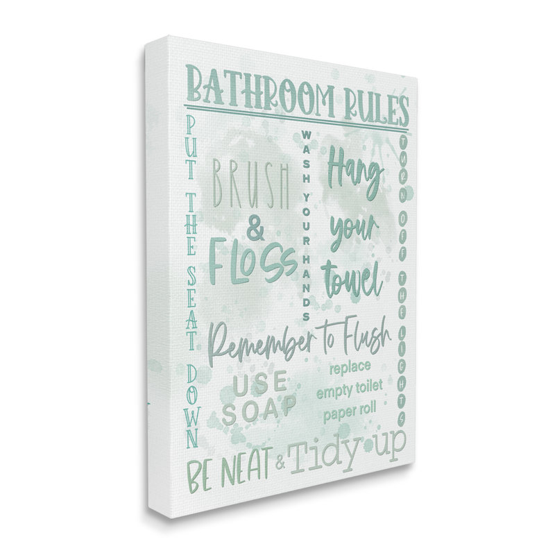 «Green Bathroom Rules» par Matthew Piotrowicz, H 48 po x l 36 po x P 1,5 po