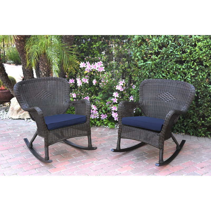 Chaise berçante Batchelder, Espresso, Bleu