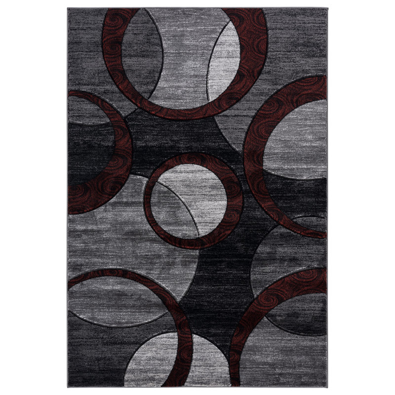 Tapis noir à motif abstrait Adonia, Rectangle 9 pi 6 po x 13 pi 10 po