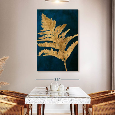 Harnek, feuilles d'or sur bleu marine I
