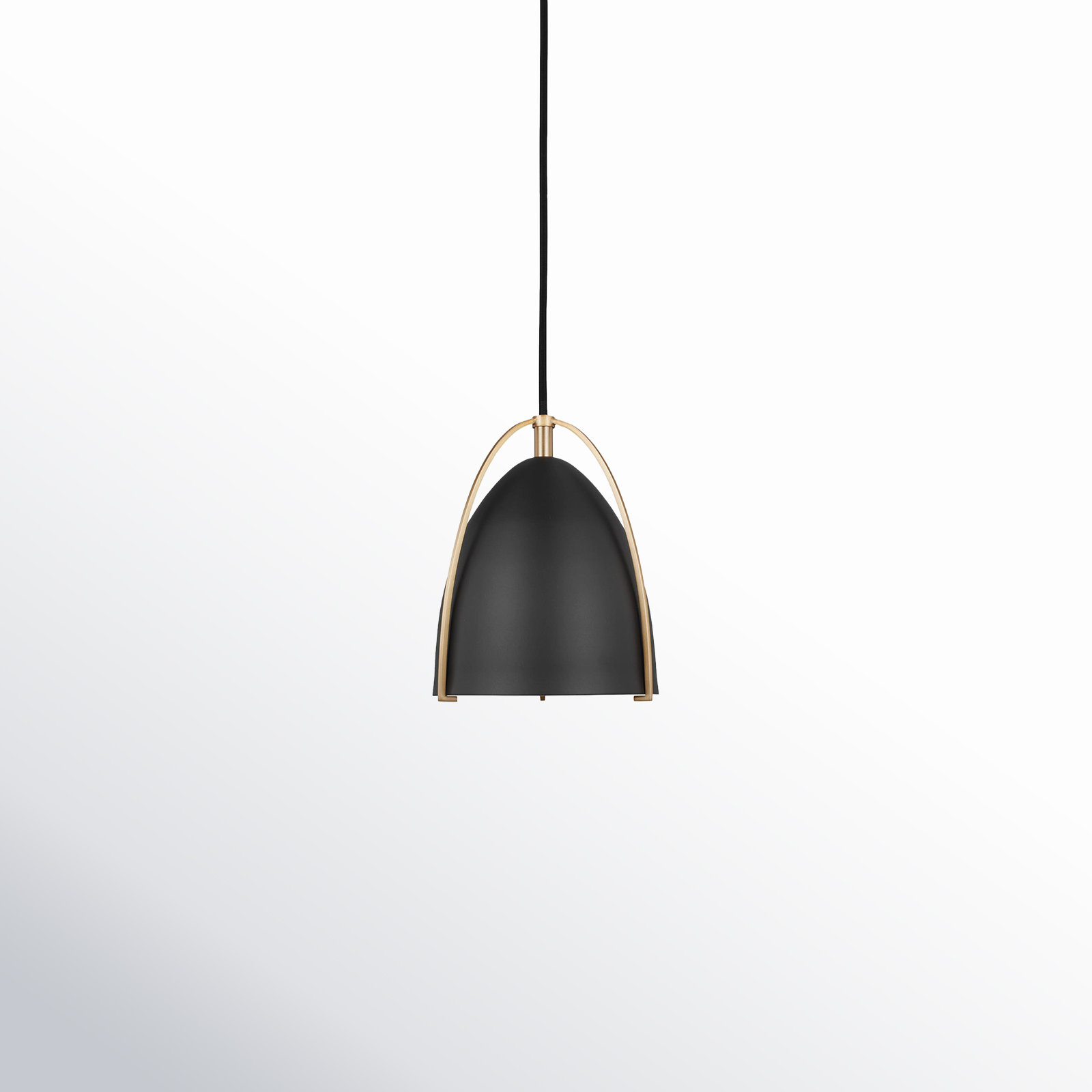 Nikki Single Light Metal Steel Dimmable Pendant, 7.5" H x 6.25" W x 6.25" W, Satin Brass, Black