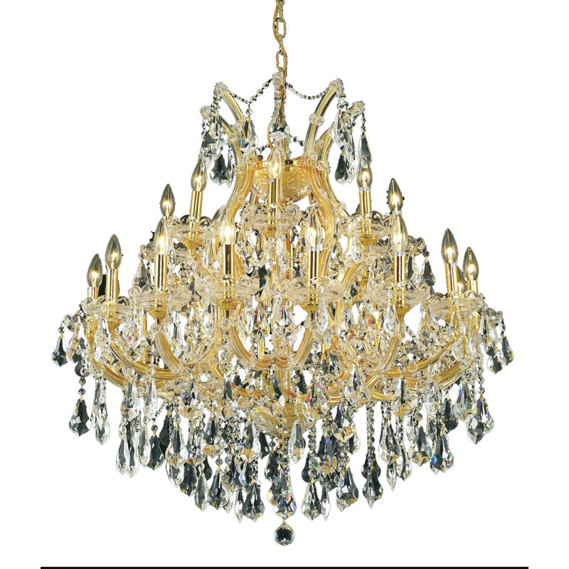 Lustre empire 24 lumières de style bougie Stockard, Chrome / cristal (transparent) / coupe royale