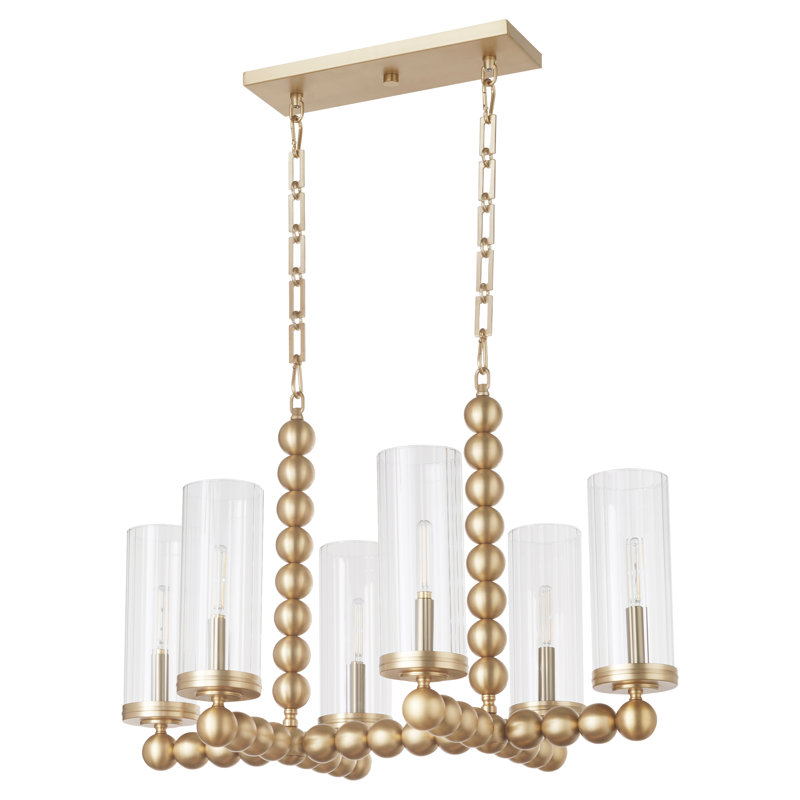 Luminaire linéaire à 6 lumières Lee Boulevard | Noir mat, Aged Brass