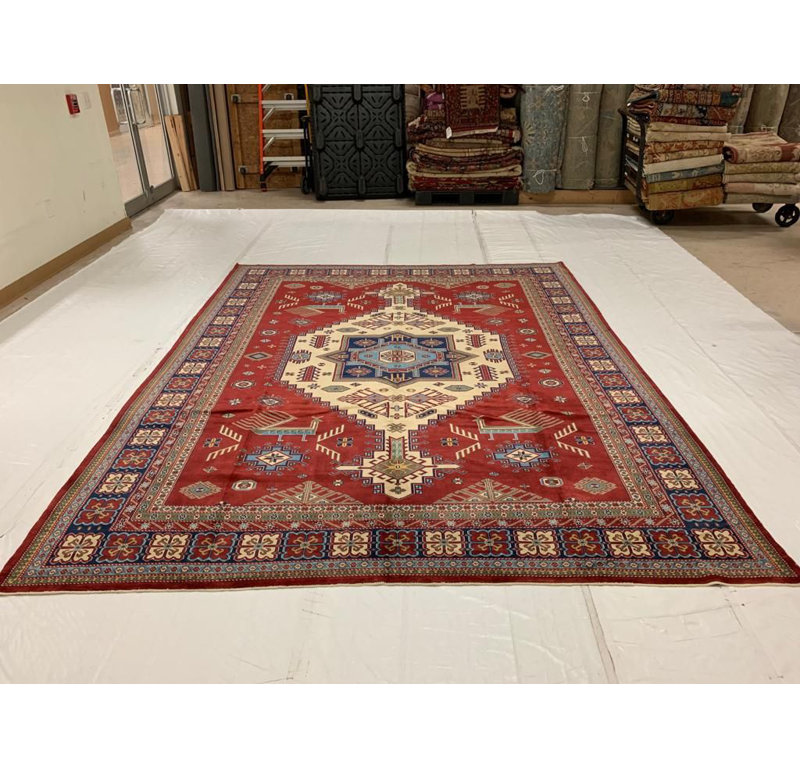 Tapis de style tribal rétro fait à la main 9 x 11 Anatolian