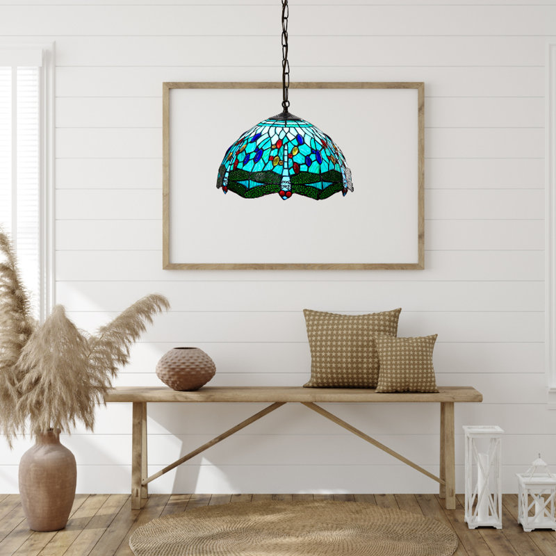 Hendrix 1 - Light Black Dome Pendant, Aqua Blue