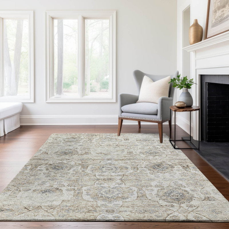 Premium Machine Washable Alliah AMF95 Linen Rug, Rectangle 9' x 12'