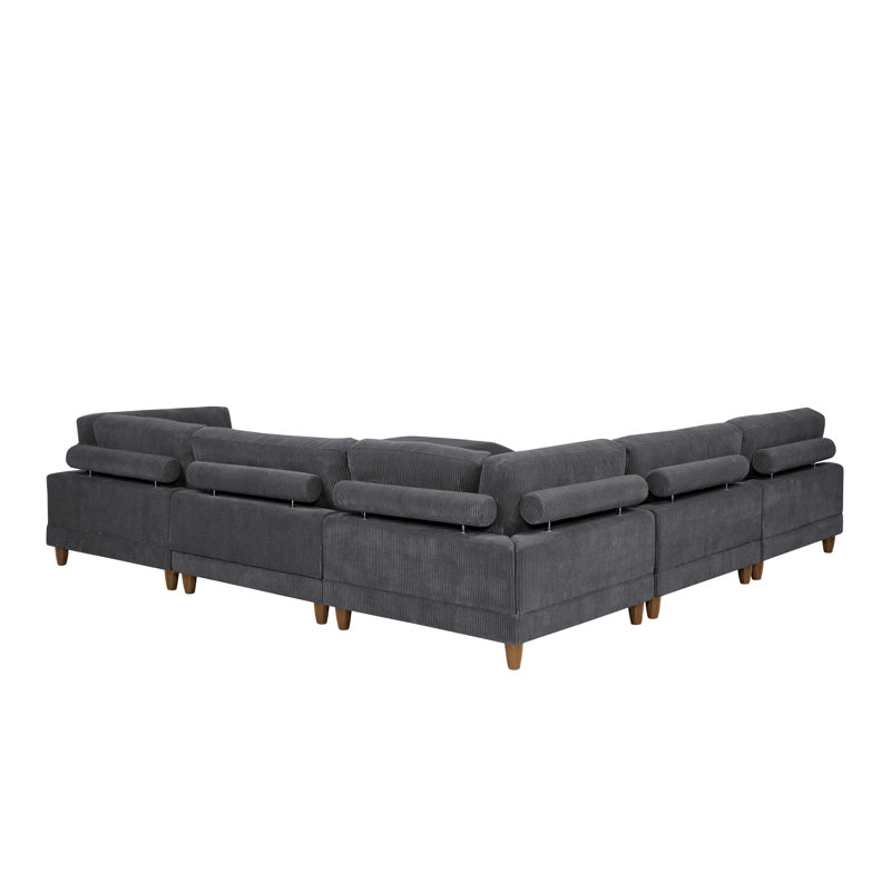 Espinosa Modular Sectional, Gray Corduroy
