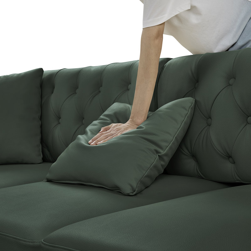 Canapé Chesterfield 61,8 po, Similicuir vert