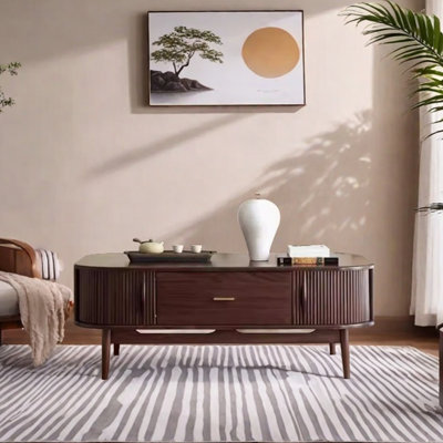 Solid wood coffee table with retro design