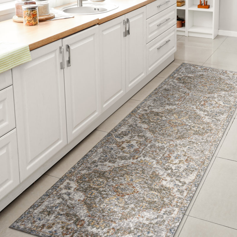 Macknair Bohemian Medallion Low-Pile Machine-Washable Cream/Brown/Green Rug, Runner 2' x 7'10"
