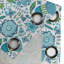 Rideau décoratif à œillets bleu et vert, 50 po, bleu pomme, vert, blanc-106353533