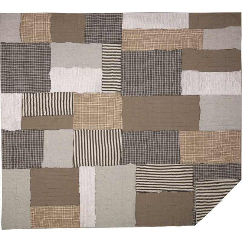Courtepointe réversible moderne et contemporaine en coton Ashmont gris chaud / blanc rétro / bleu délavé, Si