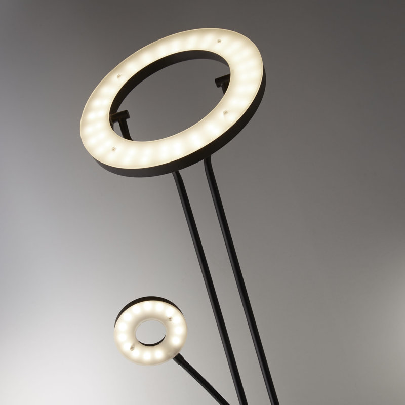 Chatan 180cm LED Torchiere Floor Lamp, Black/White, Matt Black