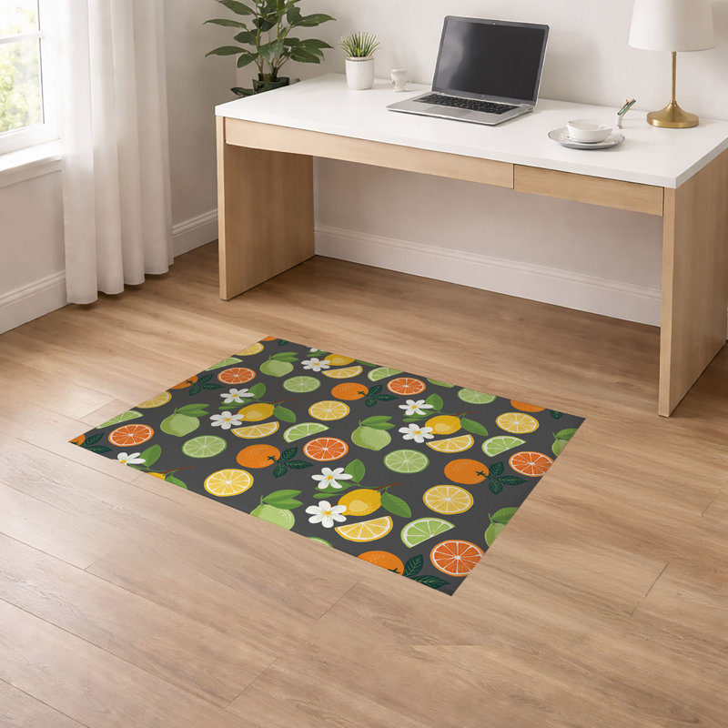 Tapis de sol antidérapant Sunny Citrus, L 72 po x P 48 po, Gris anthracite